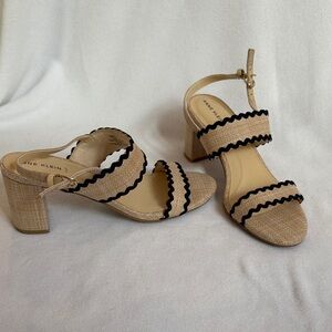 Anne Klein Beige and Black Scalloped - Raine Heeled Sandal - NWOT